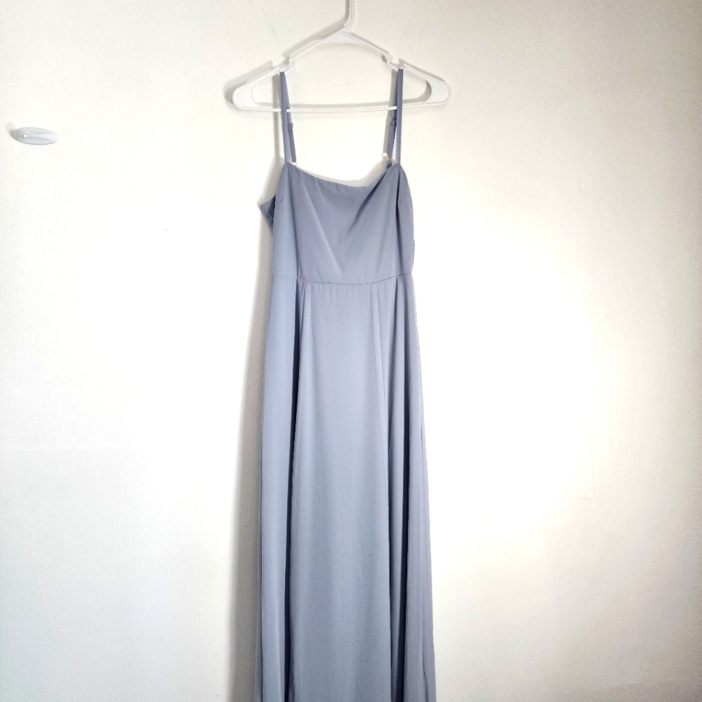 Show me Your MuMu Size Small NWOT Elegant Dusty Gray Blue Maxi Dress